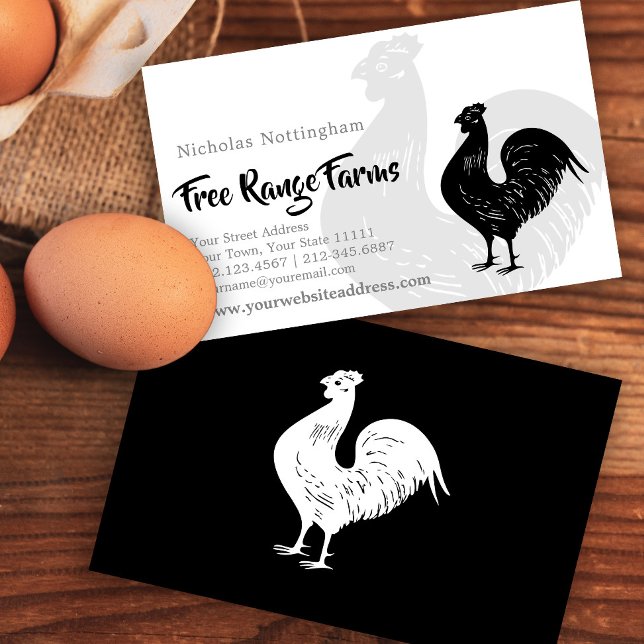 Classic Rooster Poultry Farm or Restaurant Business Card (Creator Uploaded)