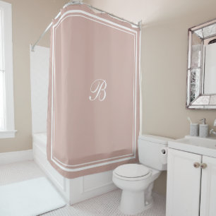 Classic Rose Border Script Monogram Letter Shower Curtain