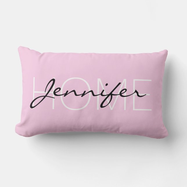 Classic rose colour home monogram lumbar cushion (Front)