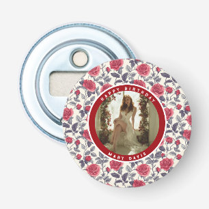 Classic Rose Floral 90Th Birthday Bottle Opener