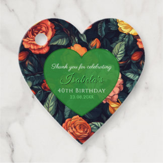 Classic Rose Floral Milestone Birthday Favour Tags