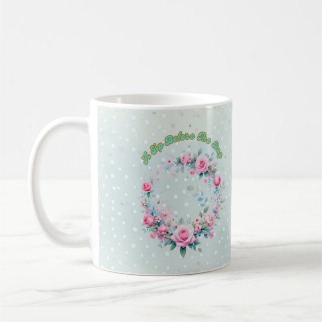 Classic Rose Floral Mug, 11 oz FDA Compliant Coffee Mug (Left)