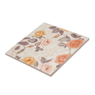 Classic Rose Floral Tiles  For Artful Floors