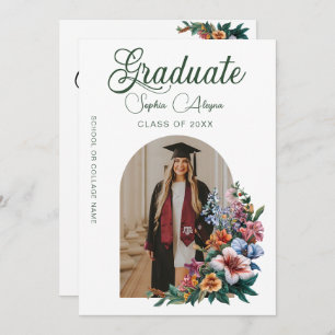 Classic Rose Flower Garden Photo Graduation Invitation