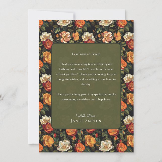 Classic Rose Flower Kids’ Birthday Thank You Card (Back)