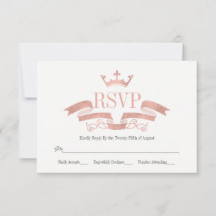 Classic Rose Gold Crest Wedding RSVP Card