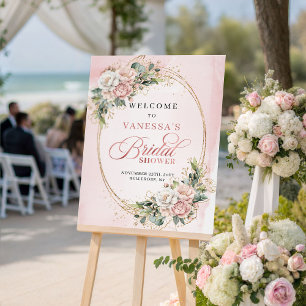 Classic Rose Gold Floral Eucalyptus Bridal Shower Poster