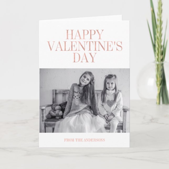 Classic Rose Gold Foil Valentine's Day Photo Card (Front)