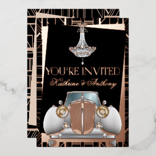 Classic ROSE GOLD Gatsby Deco Wedding  Foil Invita