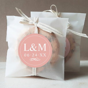 Classic Rose Gold Monogram Wedding Round Sticker
