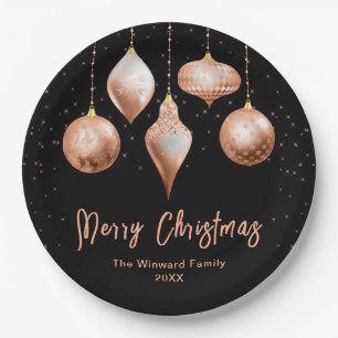 Classic Rose Gold Ornament Christmas Paper Plate