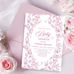 Classic Rose Pattern Floral Baby Shower Invitation