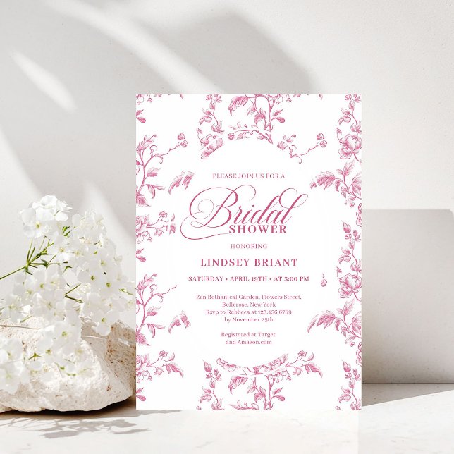Classic Rose Pattern Floral Bridal Shower Invites (Classic Rose Pattern Floral Bridal Shower Invitation)