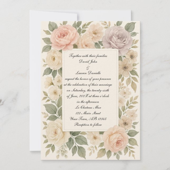 Classic Rose Photo Wedding Invitation (Front)