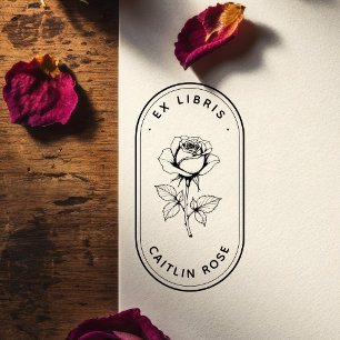 Classic Rose Wooden Ex Libris Art Stamp