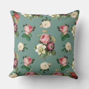 Classic Roses and Jade Cushion
