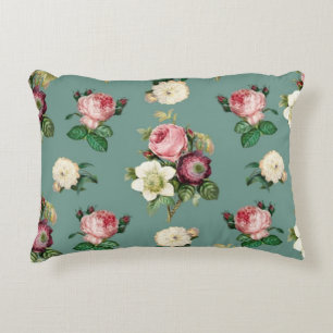 Classic Roses and Jade Decorative Cushion
