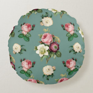Classic Roses and Jade Round Cushion