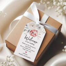 Classic Roses Elegant Wedding Welcome Gift Tag