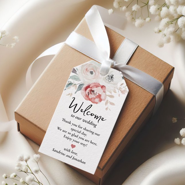 Classic Roses Elegant Wedding Welcome Gift Tag (Creator Uploaded)