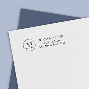 Classic Round Border Monogram Name Address Self-inking Stamp
