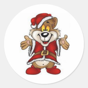 Classic Round Christmas Sticker/Christmas Bear Sticker