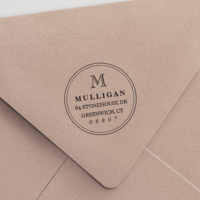 Classic Round Monogram Return Address Self-inking Stamp (Creator Uploaded)