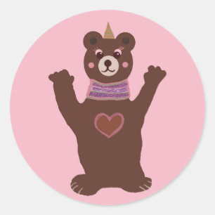 Classic Round Sticker Bear