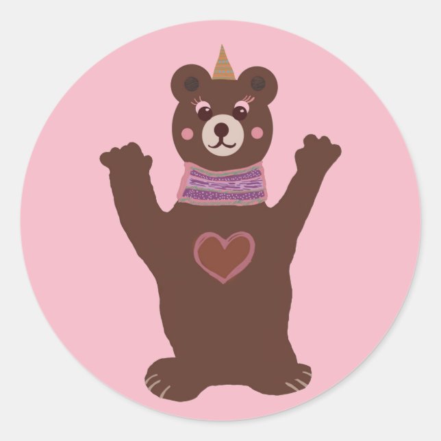 Classic Round Sticker Bear (Front)