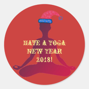 Classic Round Sticker Have A Yoga New Year