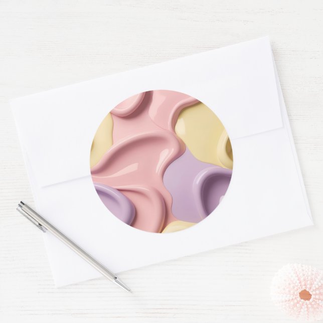 Classic round sticker in stylish graphic (Envelope)