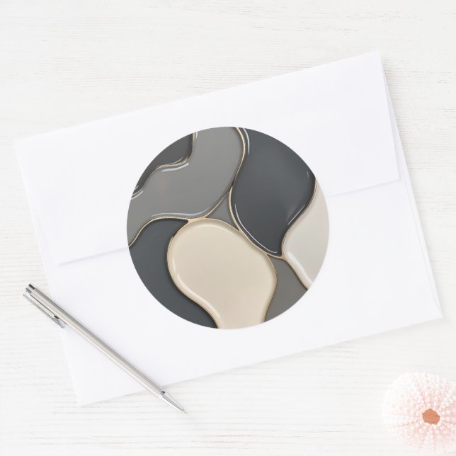 Classic round sticker in stylish graphic (Envelope)