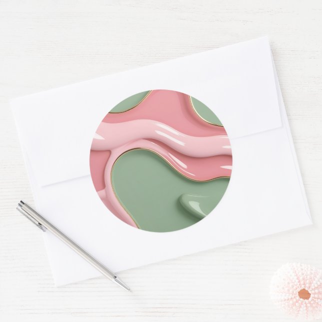 Classic round sticker in stylish graphic (Envelope)