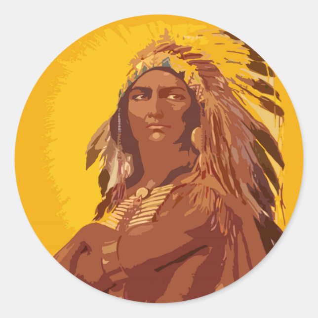 Classic Round Sticker, Native American Classic Round Sticker (Front)