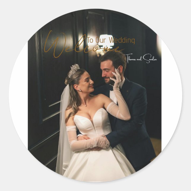 Classic Round Sticker Wedding - personalised (Front)
