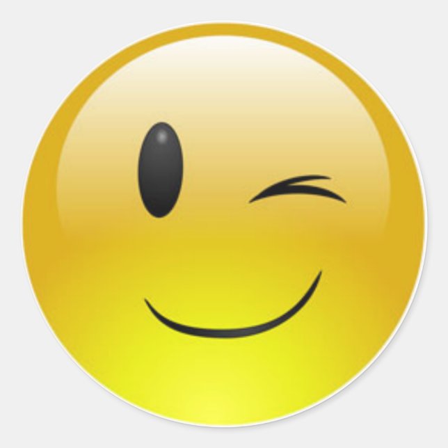 Classic Round Sticker/Winking Emoticons Sticker (Front)