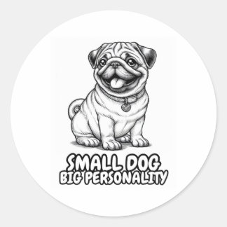 Classic round sticker with pugs love
