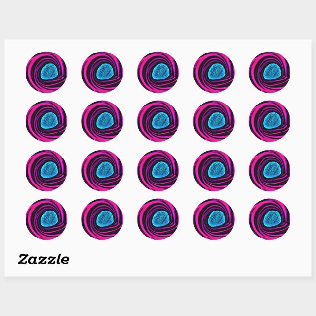 Classic Round Sticker with Whirlpool Design. (Sheet)