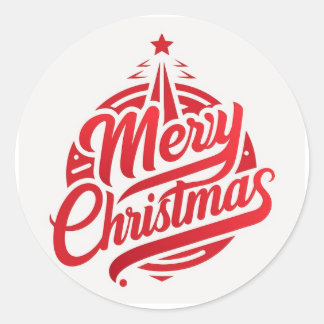 Classic Round Stickers merry Christmas