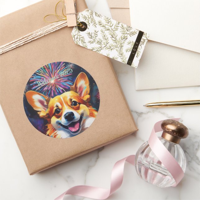 Classic Round Stickers with Rainbow Color Firework (Gifting)