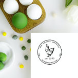 Classic Round Vintage Family Farm Egg Carton Promo Self-inking Stamp<br><div class="desc">Create your own classic egg carton stamp for your family farm with this lovely template! This rubber stamp features a gorgeous vintage illustration of a hen in the centre of the round frame. The family farm coop name appears on the bottom and on the top it reads: fresh, free-range, organic...</div>