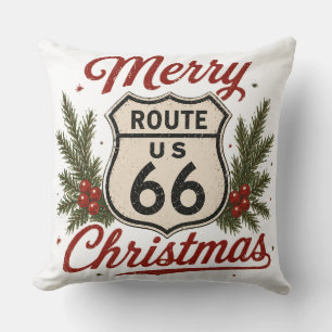 Classic Route 66 Christmas Home Style Cushion