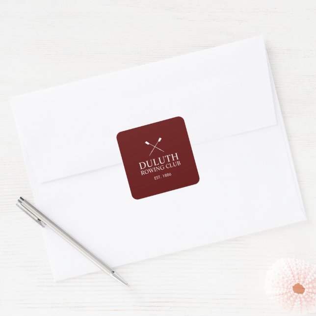 Classic Rowing Club Square Sticker (Envelope)