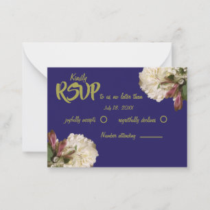 Classic Royal Blue Botanical Floral RSVP Card