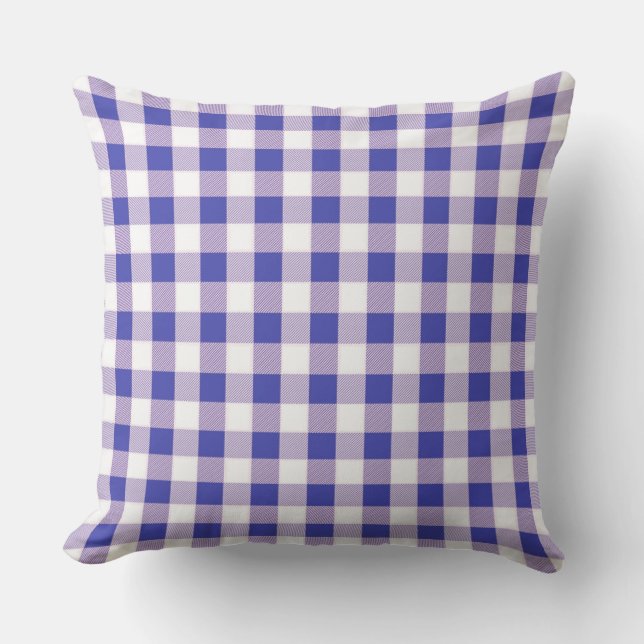 Classic Royal Blue Gigham Pattern Throw Pillow (Front)