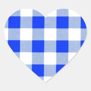 Classic Royal Blue Gingham Art Design Pattern Heart Sticker
