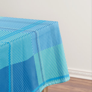 Classic Royal Sky Blue Plaid Aesthetic Tablecloth
