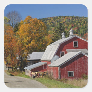 Classic rural barn and road, White Mountain Square Sticker