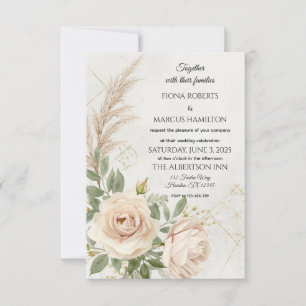 Classic Rustic Boho Roses Wedding RSVP Card