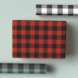 Classic Rustic Buffalo Plaid in Red, Green & White Wrapping Paper Sheet